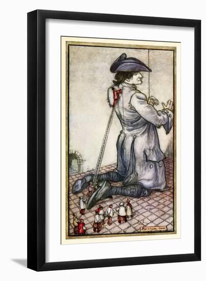 The Lilliputian Tailors Measure Gulliver for a New Suit of Clothes' from 'Part I: A Voyage to Lilli-Arthur Rackham-Framed Giclee Print