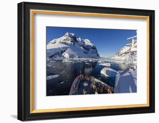 The Lindblad Expeditions Ship National Geographic Explorer in the Lemaire Channel, Antarctica-Michael Nolan-Framed Photographic Print