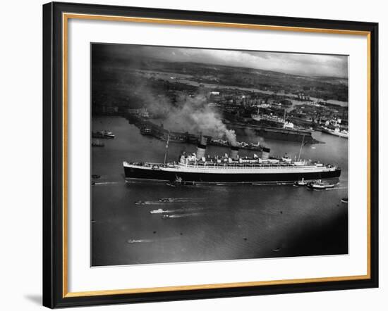 The Liner Queen Mary on Her Maiden Voyage-null-Framed Photographic Print