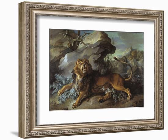 The Lion and the Fly, 1732 (Oil on Canvas)-Jean-Baptiste Oudry-Framed Giclee Print