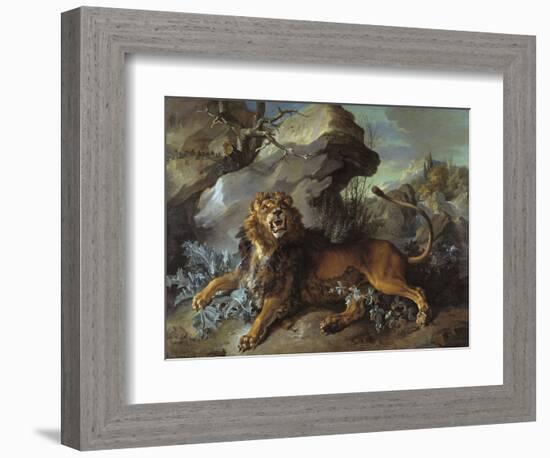 The Lion and the Fly, 1732 (Oil on Canvas)-Jean-Baptiste Oudry-Framed Giclee Print