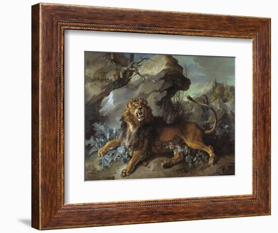 The Lion and the Fly, 1732 (Oil on Canvas)-Jean-Baptiste Oudry-Framed Giclee Print