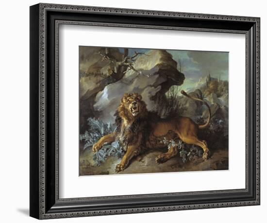 The Lion and the Fly, 1732 (Oil on Canvas)-Jean-Baptiste Oudry-Framed Giclee Print