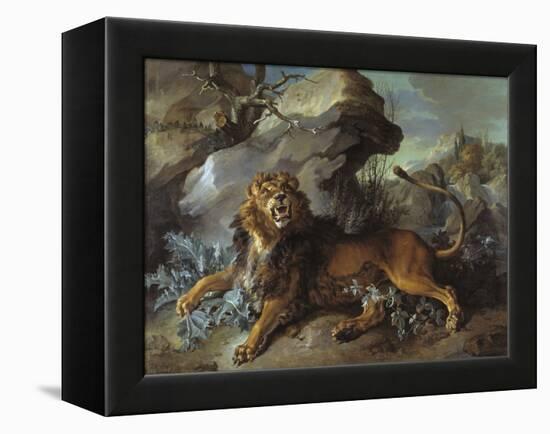 The Lion and the Fly, 1732 (Oil on Canvas)-Jean-Baptiste Oudry-Framed Premier Image Canvas