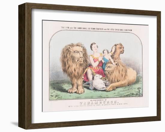 The Lion and the Lamb Shall Lie Down Together and The Little Child Shall Lead Them, c.1840-T. W. Strong-Framed Giclee Print