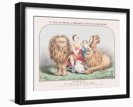 The Lion and the Lamb Shall Lie Down Together and The Little Child Shall Lead Them, c.1840-T. W. Strong-Framed Giclee Print