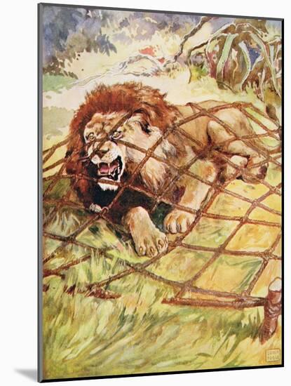 The Lion and the Mouse from 'Aesop's Fables', Pub. by Raphael Tuck and Sons Ltd., London-John Edwin Noble-Mounted Giclee Print