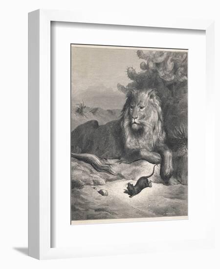 The Lion and the Mouse-Gustave Doré-Framed Premium Photographic Print