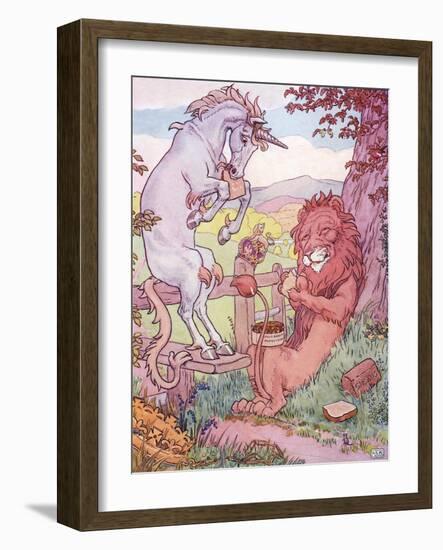The Lion and the Unicorn-Leonard Leslie Brooke-Framed Giclee Print