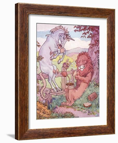 The Lion and the Unicorn-Leonard Leslie Brooke-Framed Giclee Print