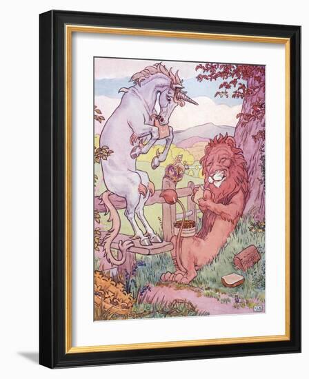 The Lion and the Unicorn-Leonard Leslie Brooke-Framed Giclee Print