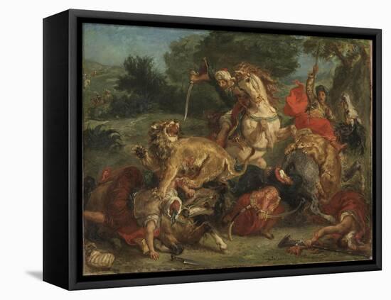 The Lion Hunt, 1855-Eugene Delacroix-Framed Premier Image Canvas