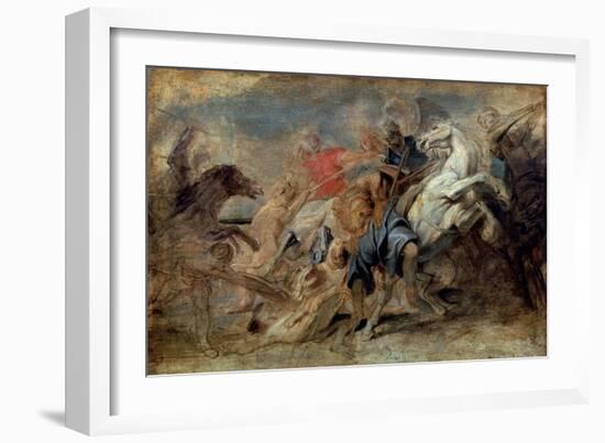 The Lion Hunt, C1621-Peter Paul Rubens-Framed Giclee Print