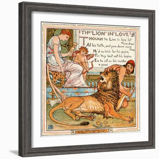 The Lion in Love, Illustration from 'Baby's Own Aesop', Engraved and Printed by Edmund Evans,…-Walter Crane-Framed Giclee Print