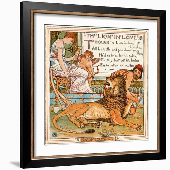 The Lion in Love, Illustration from 'Baby's Own Aesop', Engraved and Printed by Edmund Evans,…-Walter Crane-Framed Giclee Print