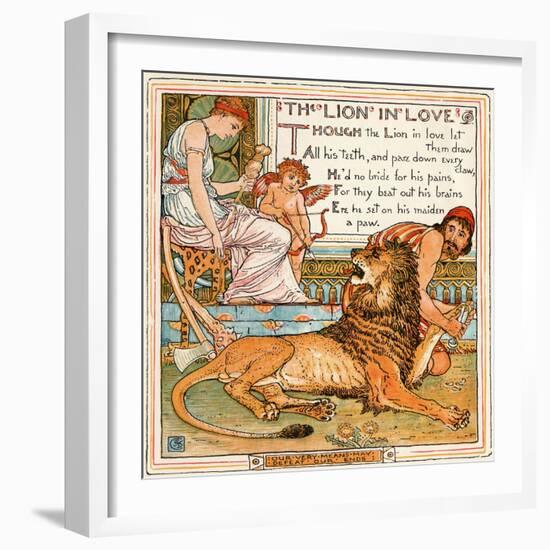 The Lion in Love, Illustration from 'Baby's Own Aesop', Engraved and Printed by Edmund Evans,…-Walter Crane-Framed Giclee Print