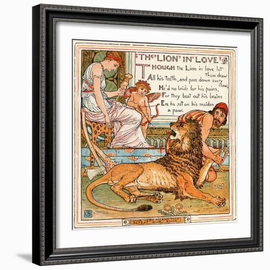 The Lion in Love, Illustration from 'Baby's Own Aesop', Engraved and Printed by Edmund Evans,…-Walter Crane-Framed Giclee Print