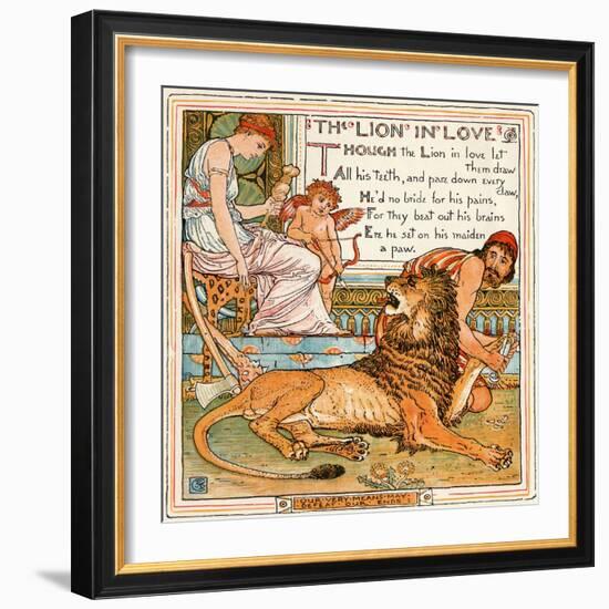 The Lion in Love, Illustration from 'Baby's Own Aesop', Engraved and Printed by Edmund Evans,…-Walter Crane-Framed Giclee Print