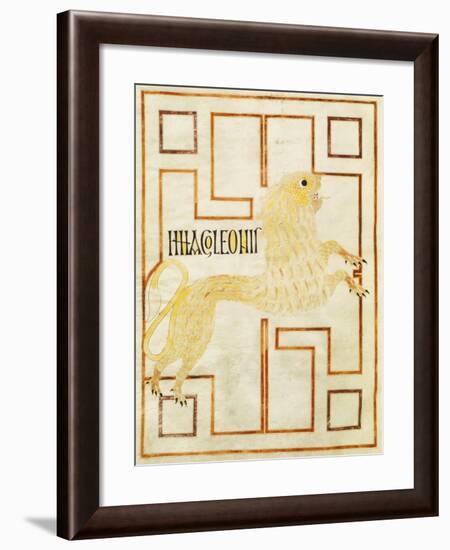 The Lion, Miniature from the Gospel of Echternach, 8th Century-null-Framed Giclee Print