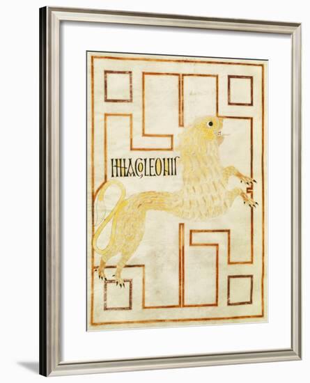 The Lion, Miniature from the Gospel of Echternach, 8th Century-null-Framed Giclee Print