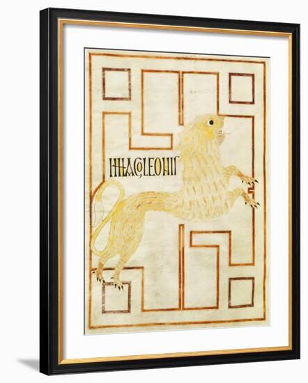 The Lion, Miniature from the Gospel of Echternach, 8th Century-null-Framed Giclee Print