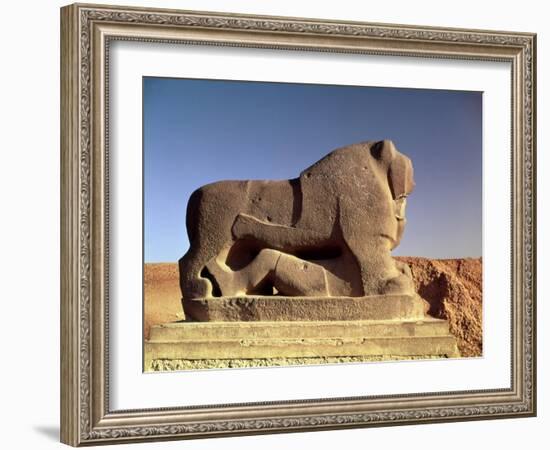 The Lion of Babylon, an over Life-Size Figure of a Lion Trampling a Man, Probably of Hittite Origin-null-Framed Giclee Print