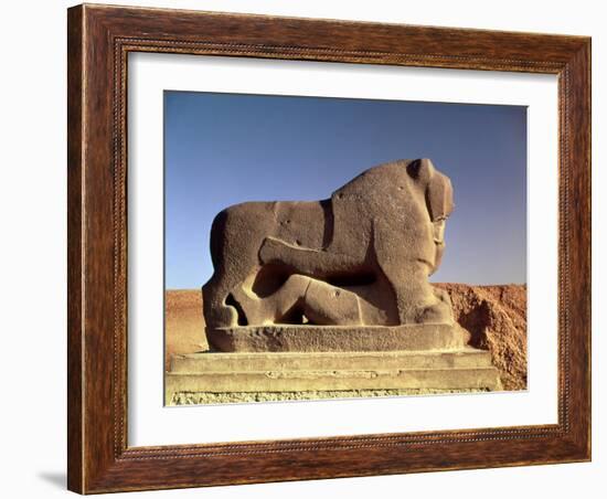 The Lion of Babylon, an over Life-Size Figure of a Lion Trampling a Man, Probably of Hittite Origin-null-Framed Giclee Print