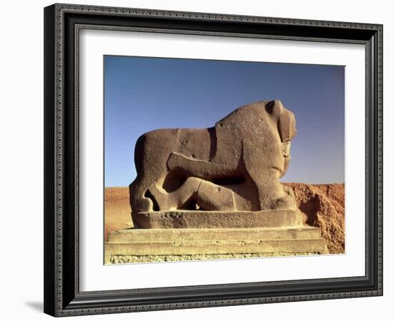 The Lion of Babylon, an over Life-Size Figure of a Lion Trampling a Man, Probably of Hittite Origin-null-Framed Giclee Print