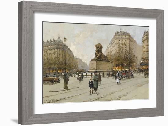 The Lion of Belfort; Le Lion De Belfort-Eugene Galien-Laloue-Framed Giclee Print