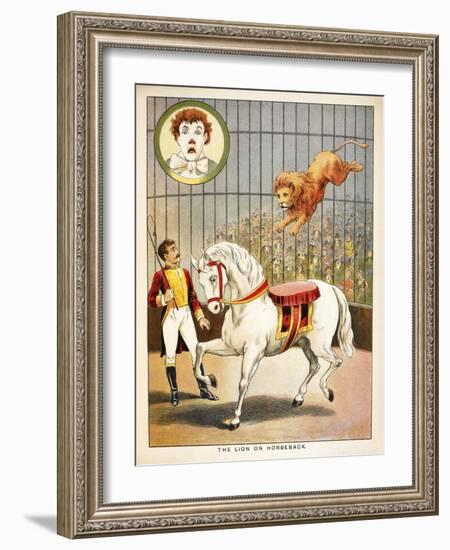 The Lion On Horseback'. a Lion Tamer, Horse and Lion, in a Circus Act-null-Framed Giclee Print