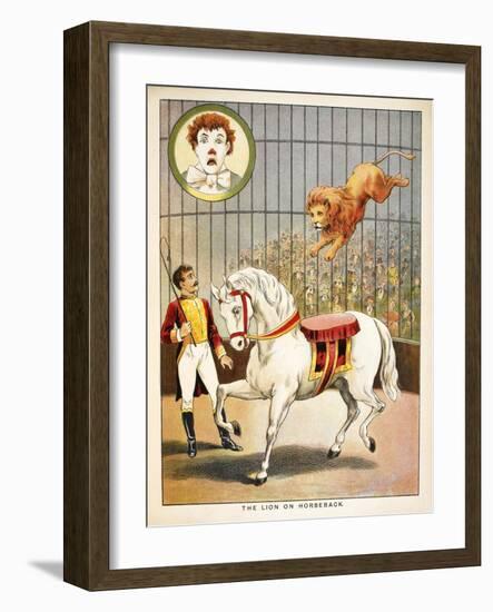 The Lion On Horseback'. a Lion Tamer, Horse and Lion, in a Circus Act-null-Framed Giclee Print