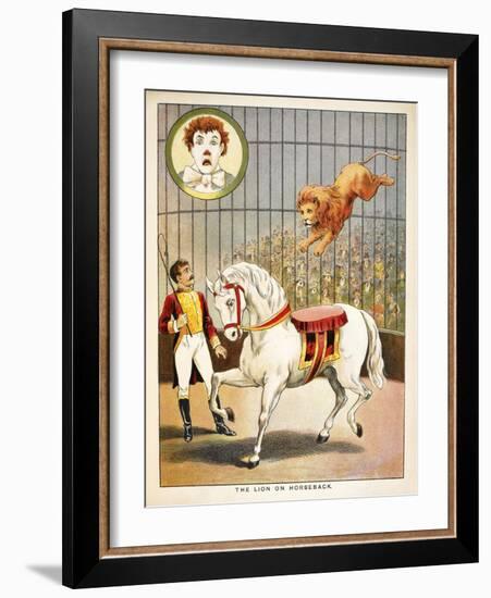 The Lion On Horseback'. a Lion Tamer, Horse and Lion, in a Circus Act-null-Framed Giclee Print