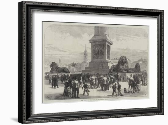 The Lions at the Base of the Nelson Column, Trafalgar-Square-Charles Robinson-Framed Giclee Print