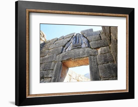 The Lions' Gate in the ruins of the ancient city of Mycenae, UNESCO World Heritage Site, Peloponnes-David Pickford-Framed Photographic Print