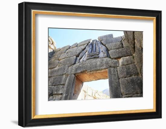 The Lions' Gate in the ruins of the ancient city of Mycenae, UNESCO World Heritage Site, Peloponnes-David Pickford-Framed Photographic Print