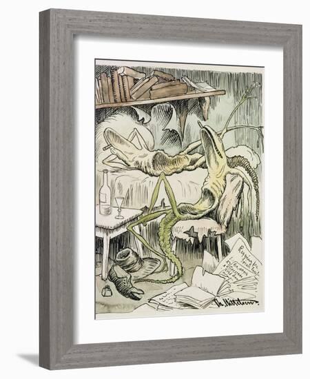 The Literary Flu, 1893 watercolor on paper-Theodor Severin Kittelsen-Framed Giclee Print