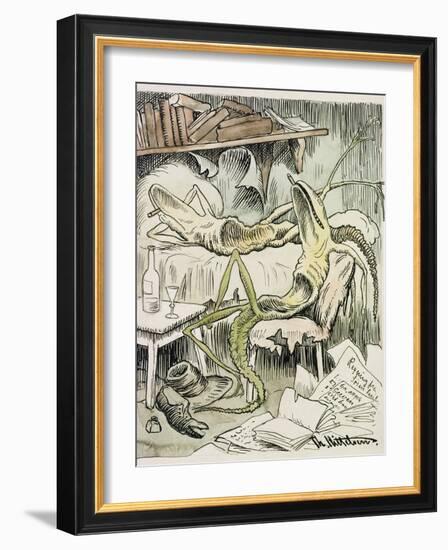 The Literary Flu, 1893 watercolor on paper-Theodor Severin Kittelsen-Framed Giclee Print