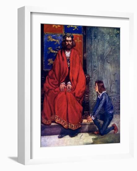 The Little Boy Knelt before the King and Stammered Out the Story, 1120-AS Forrest-Framed Giclee Print