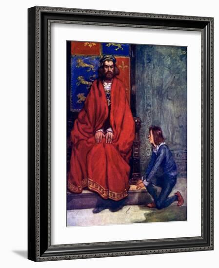 The Little Boy Knelt before the King and Stammered Out the Story, 1120-AS Forrest-Framed Giclee Print
