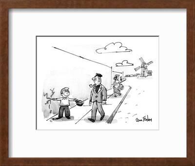 The Little Dutch Boy With His Finger In The Dike; He Holds Out His Cap To … - New Yorker Cartoon' Premium Giclee Print - Dana Fradon | Art.com