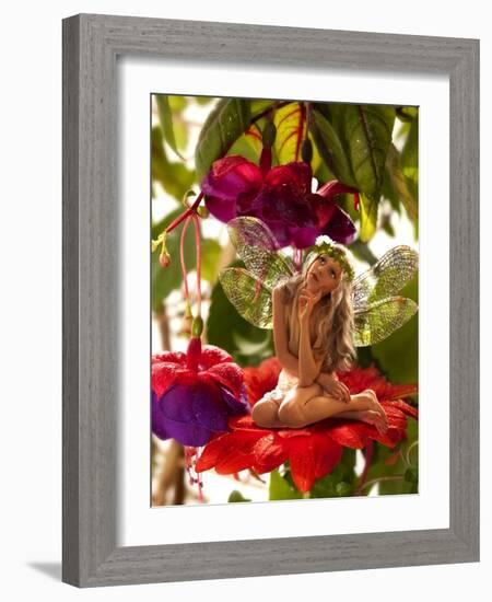 The Little Elf On A Flower In A Fairy Garden-Lilun-Framed Art Print