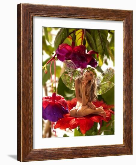 The Little Elf On A Flower In A Fairy Garden-Lilun-Framed Art Print