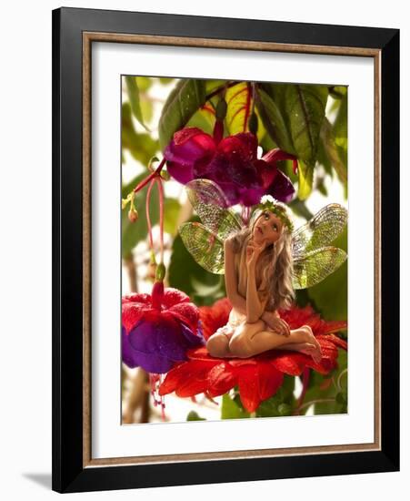 The Little Elf On A Flower In A Fairy Garden-Lilun-Framed Art Print