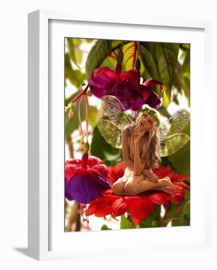 The Little Elf On A Flower In A Fairy Garden-Lilun-Framed Art Print