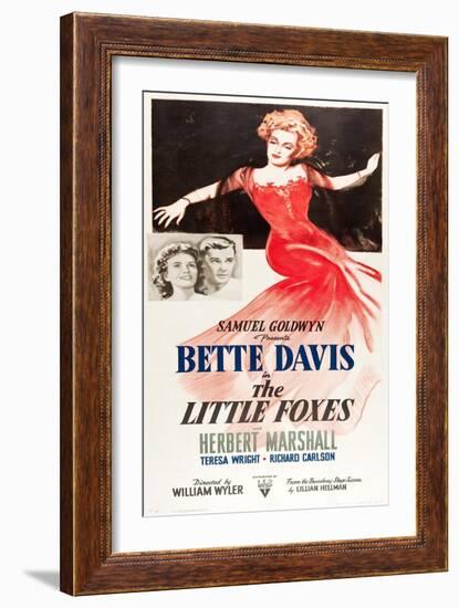 THE LITTLE FOXES, l-r: Teresa Wright, Herbert Marshall, Bette Davis on poster art, 1941-null-Framed Premium Giclee Print