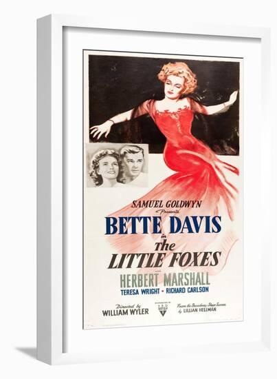 THE LITTLE FOXES, l-r: Teresa Wright, Herbert Marshall, Bette Davis on poster art, 1941-null-Framed Premium Giclee Print