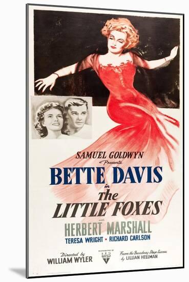 THE LITTLE FOXES, l-r: Teresa Wright, Herbert Marshall, Bette Davis on poster art, 1941-null-Mounted Art Print