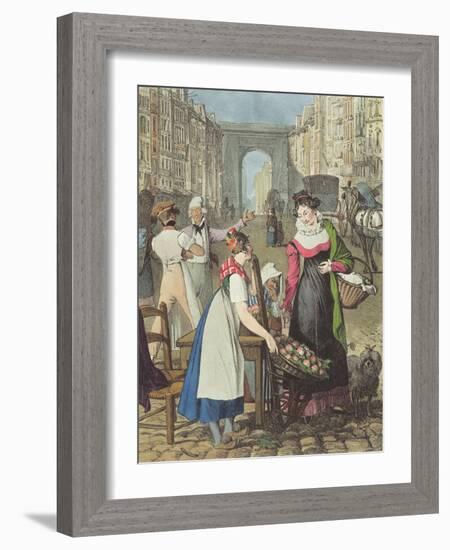 The Little Fruitseller, 1822 (Engraving)-John James Chalon-Framed Giclee Print