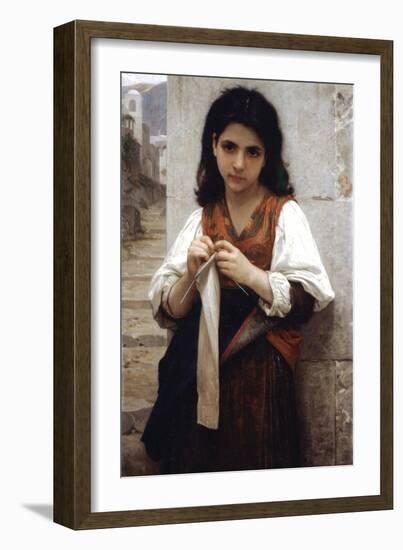 The Little Knitter-William Adolphe Bouguereau-Framed Art Print