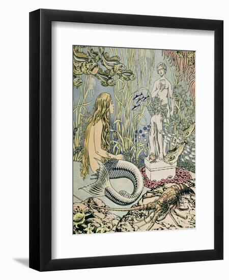 The Little Mermaid Before a Statue in the Sea-Ivan Bilibin-Framed Giclee Print